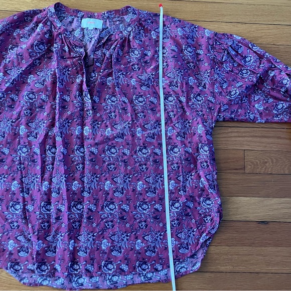 XiRENA Pink Wild Rose Floral Cotton Silk Boho Cottagecore Romi Top Blouse Large - Picture 2 of 10